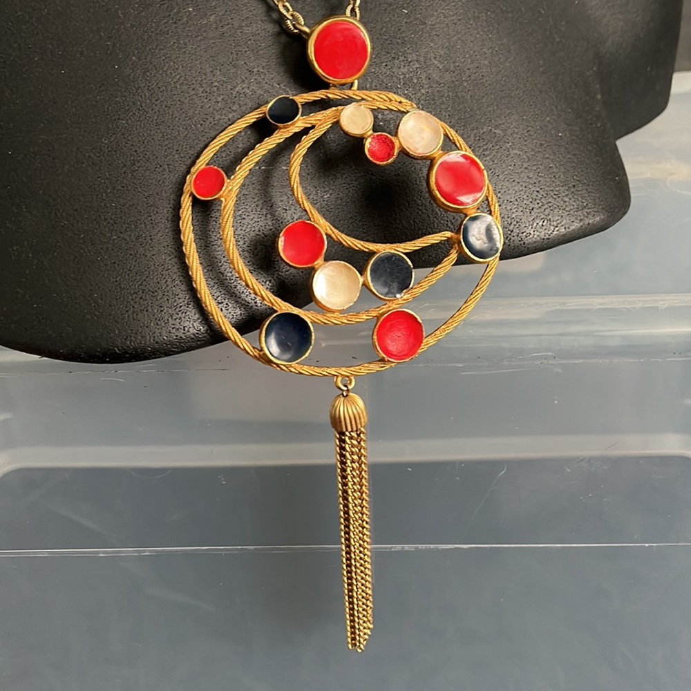 Vintage Castlecliff Large Gold Tone Tassel Pendant